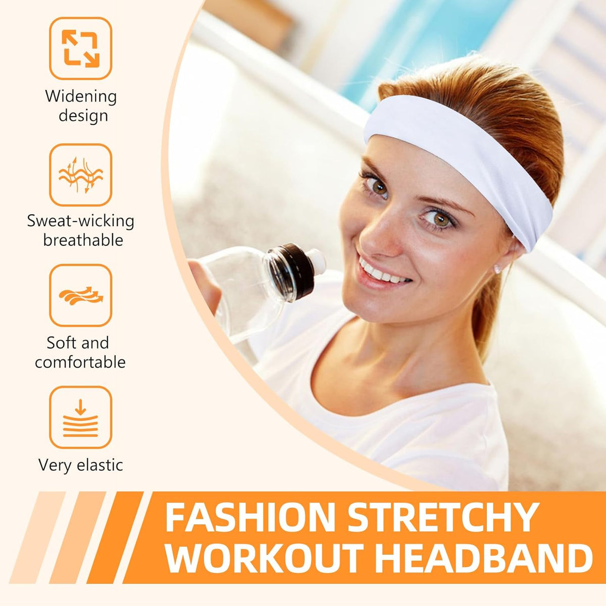 Skiennix 8PCS Non-Slip Sports Headbands - Elastic & Soft for Absorbing Sweat | Ideal for Workouts & Travel