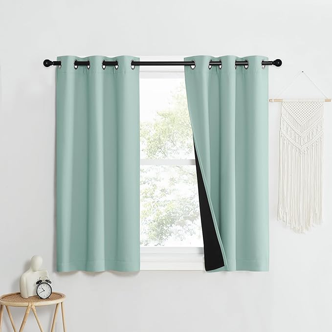 NICETOWN Aqua Blue 100% Blackout Curtain Set, Thermal Insulated & Energy