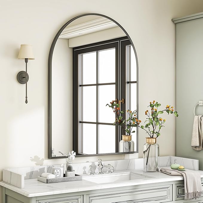 VooBang Arched Wall Mirror, 30 x 38 inch Arch Bathroom Mirror, Wall Mounted