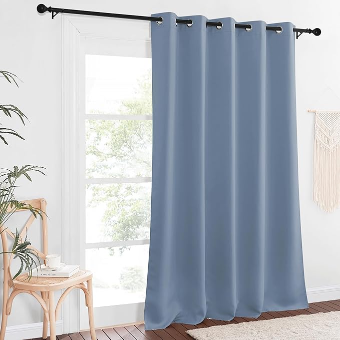 NICETOWN Blackout Stone Blue Curtain 102 inches Length, Grommet Thermal