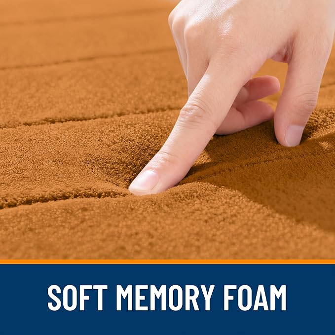OLANLY Memory Foam Bath Mat 40x32, Super Soft Absorbent Bathroom Rugs, Quick Dry, Machine Washable Shower Floor Rugs, Bathmat Carpet, Bathroom Home Decor Accessories, Ochre