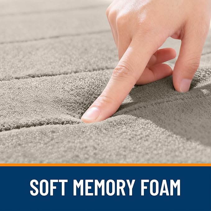 OLANLY Memory Foam Long Bathroom Rugs Runner 59x20, Super Soft Absorbent Bath Mat, Quick Dry, Machine Washable Shower Floor Rugs, Bathmat Carpet, Bathroom Home Decor Accessories, Warm Taupe