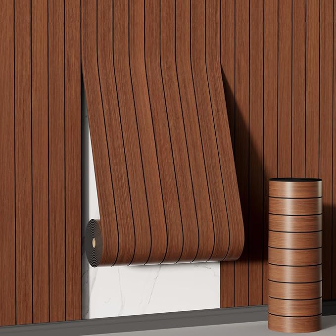 Arthome Peel and Stick Slat Wall Panels 15.7 "x120, Self-Adhesive PVC Wood