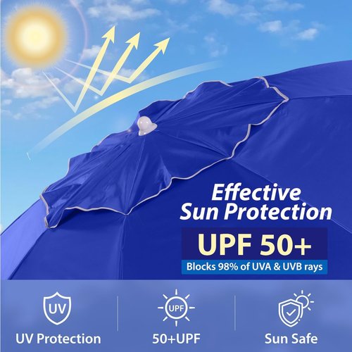 AMMSUN Shade Umbrella - Premium 6.5ft Portable Canopy with Stand for Instant Sun Protection | Lightweight & Adjustable, Blue