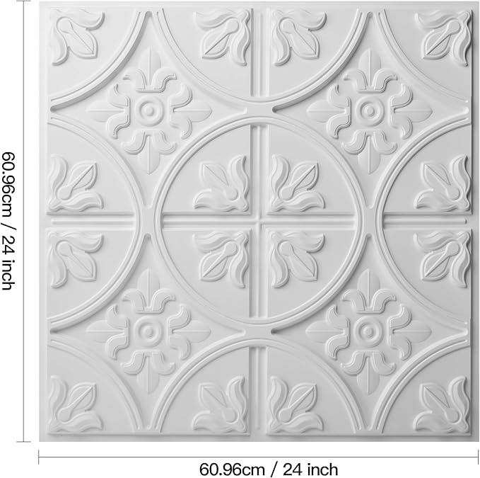 Art3d Drop Ceiling Tiles 24x24in., Wainscoting Panels Glue Up 2ft x 2ft