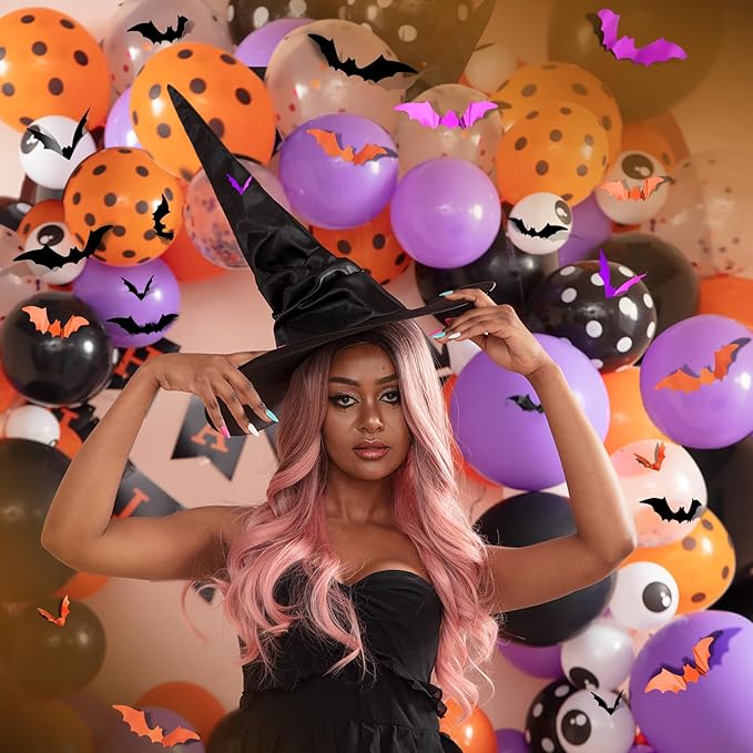 FANDAMEI 140PCS Halloween Bats Wall Decor, Bats Decoration, 5 Sizes 3 Colors Bat Decor Party, 3D Bat Wall Decor for Halloween Indoor Outdoor. Sticky Bats Home, Bat Stickers for Window(140PCS)