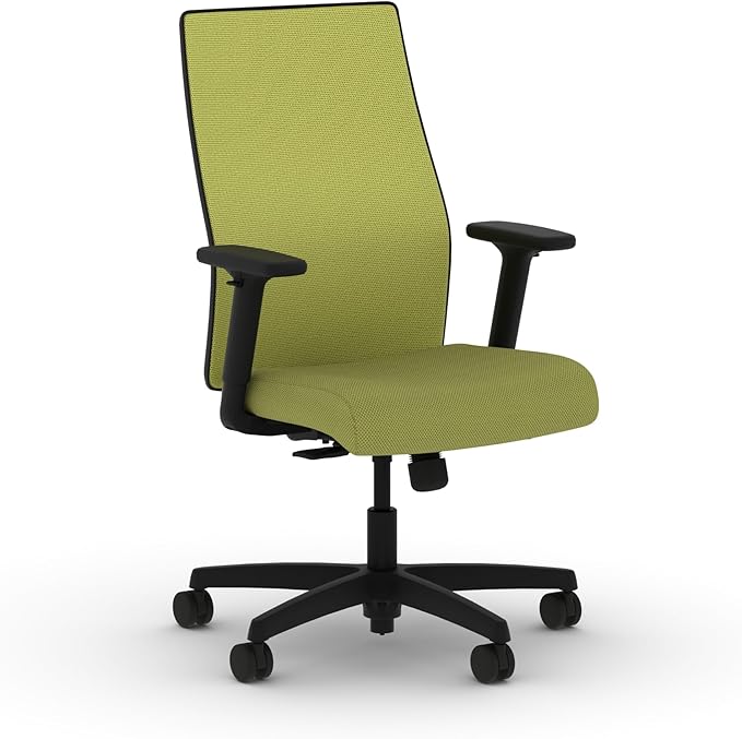 HON Ignition 2.0 Mid Back Task Chair, Spectrum Mesh, Standard Synchro-Tilt Control, Office Chair with Lumbar Support, Height and Width Adjustable Arms, Black Frame, Pear