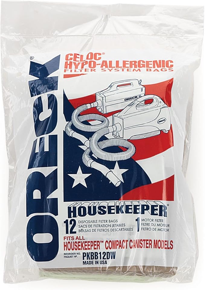 Oreck Commercial Super Compact Canister Vacuum Cleaner Bags, Pack of 12, Advanced Filtration, Disposable, Oreck Vacuum Cleaner Bags for Use in Compact Canister Vacuums