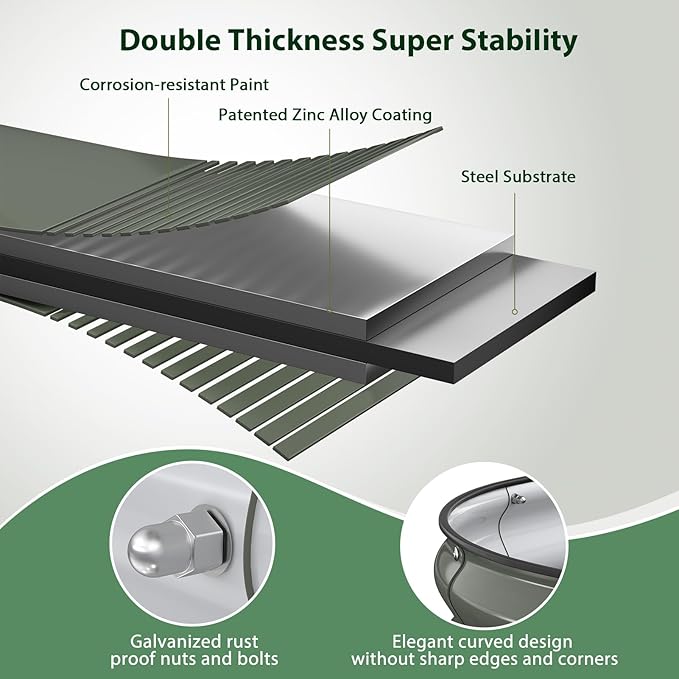 Winpull Raised Garden Bed Kit, 5x2x1 ft Galvanized Planter Box Outdoor with Safety Edging, Large Metal Raised Beds for Gardening Vegetables Flower Fruits (Volcanic Ash)