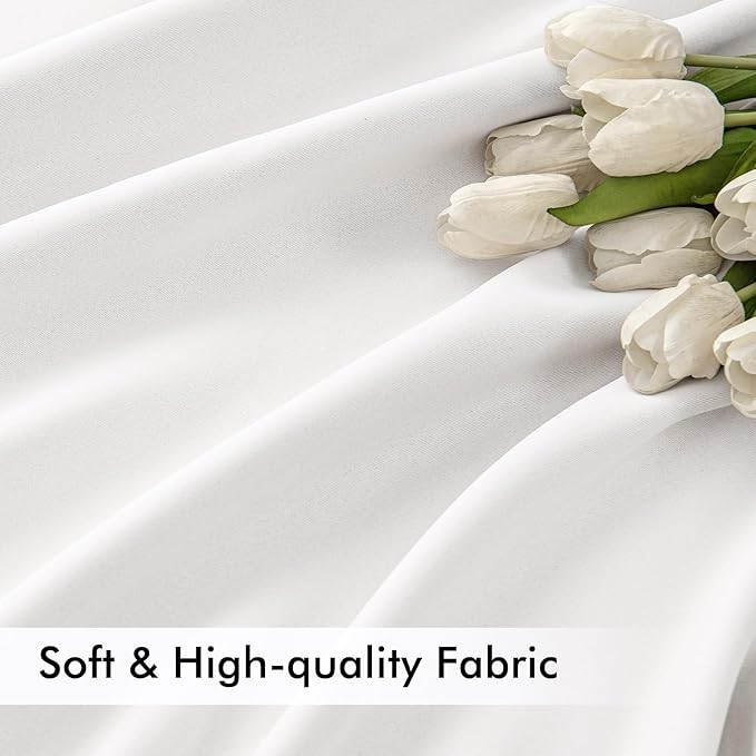 MIULEE Pure White Back Tab Blackout Curtains 108 Inch Long 2 Panels Set