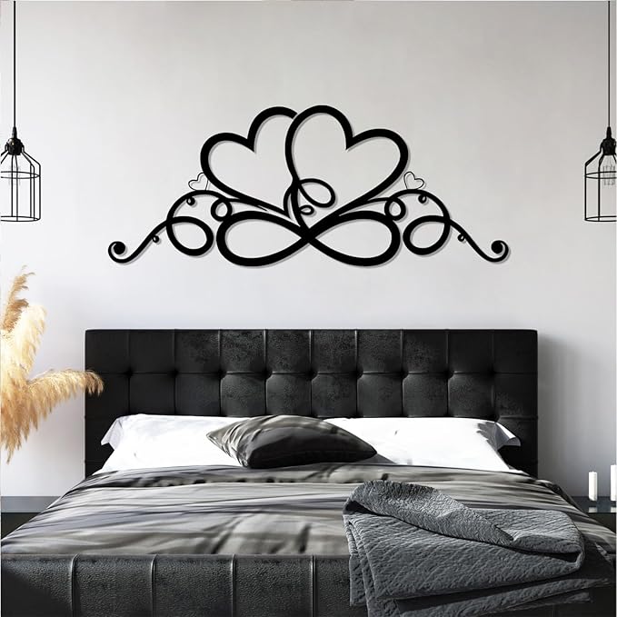 Infinity Heart Metal Wall Art, Infinity Heart Wall Decor, Double Infinity Heart Metal Sign, Love Sign Wall Decor, Infinity Sign Wall Decor, Metal Love Wall Decor, Geometric Wall Art (White, 30"x12"/76x31cm)