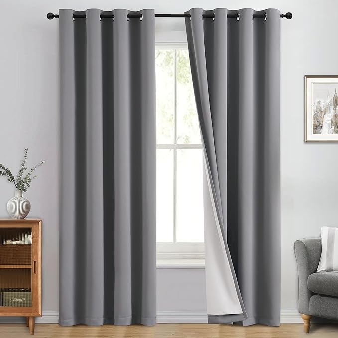 Yakamok 100% Blackout Curtain Panels 96 inches Cold and Light Blocking Drapes