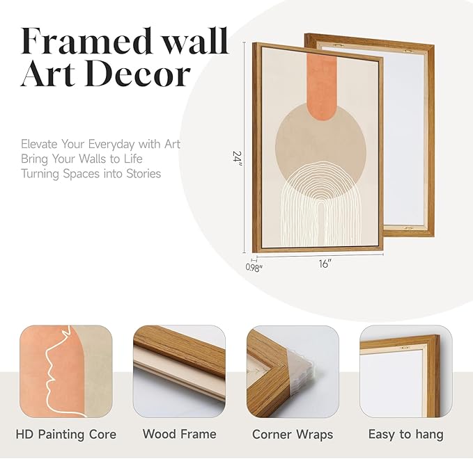 3 Piece Framed Abstract Boho Canvas Wall Art