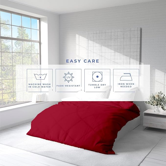 Kotton Culture 120"x120" 3 Pc Super King Plus/Super Oversize King Duvet Cover Set 100% Egyptian Cotton 600 TC Comforter Cover,Zipper Closure & Corner Ties -Fits Only Extra Large Inserts -Red Burgundy