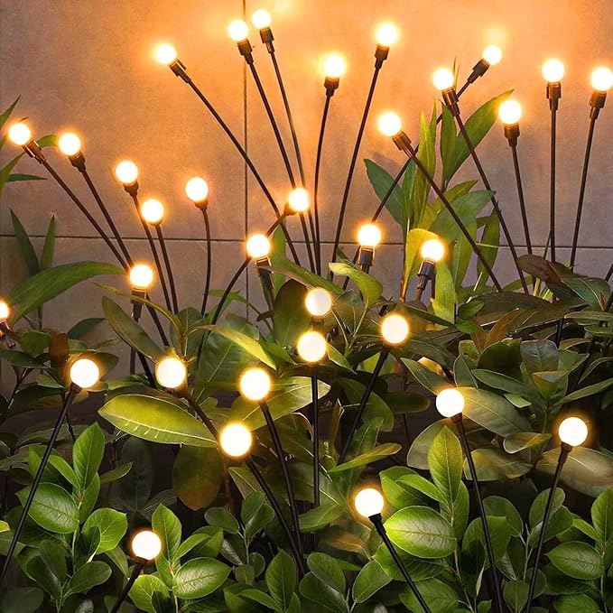 NBQQ Solar Garden Lights,Solar Firefly Lights,Solar Lights Outdoor Decorative,Sway by Wind, High Flexibility Iron Wire & Heavy Bulb Base,Yard Patio Pathway Lawn(Warm White, 8 Pack)