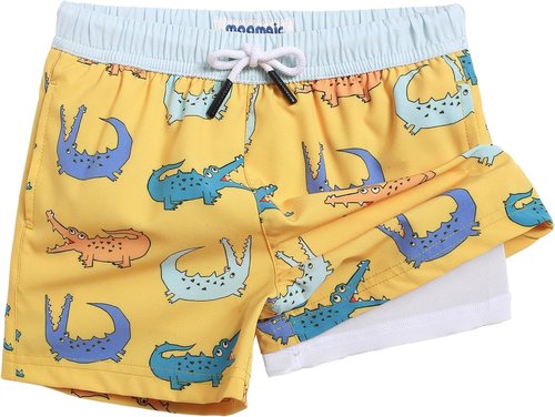 maamgic Boys Swim Trunks with Compression Liner 4-Way Stretch Quick Dry Bathing Suit Toddler Beach Shorts