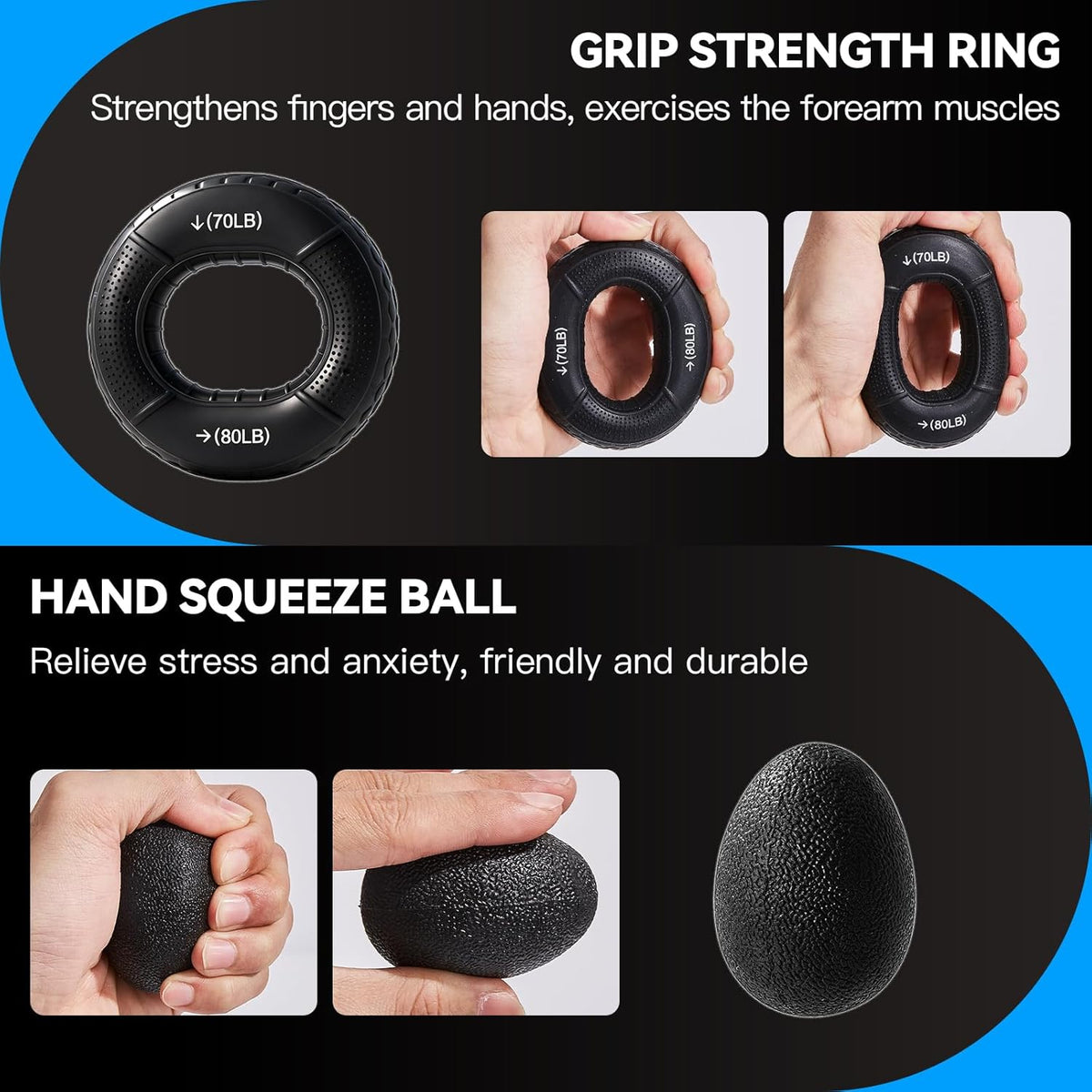 Skiennix Grip Strength Trainer Kit - 7PCS Adjustable Forearm Grips & Finger Stretchers | Hand Exercise Tools