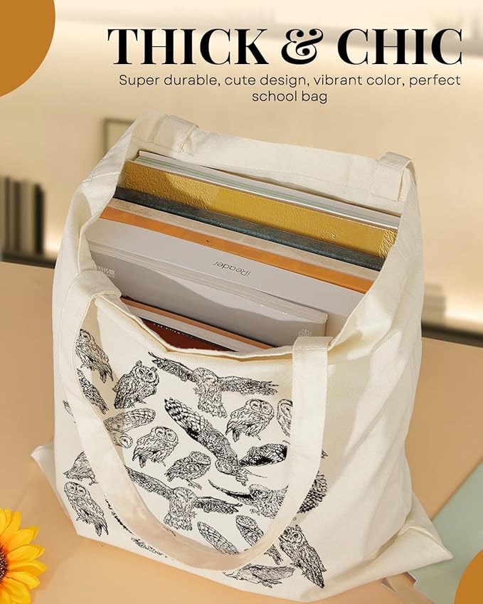 AUSVKAI Canvas Tote Bag Aesthetic for Women, Cute Reusable Cloth Cotton Bags for Shopping Beach Grocery