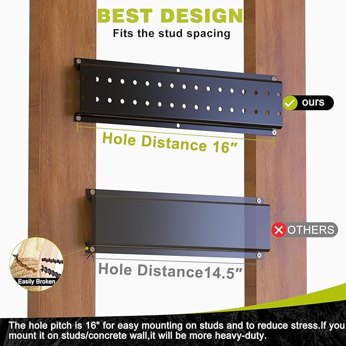 NattyDot Garage Tool Organizer Wall Mount 49.5inch with 9 Hooks Ski Rack for Garden Shovel Holder Garage Wall Organizer Wall Mount Tool Holder for Rack Shovel Shed(Black)