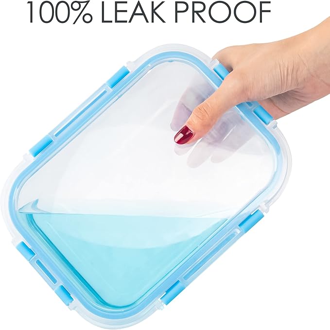 10 Pack Glass Food Storage Containers with Lids, Reusable Meal Prep Containers for Lunch, Airtight Glass Container Sets with Lids, Leak Proof, Microwave & Freezer Safe (34oz & 12oz)