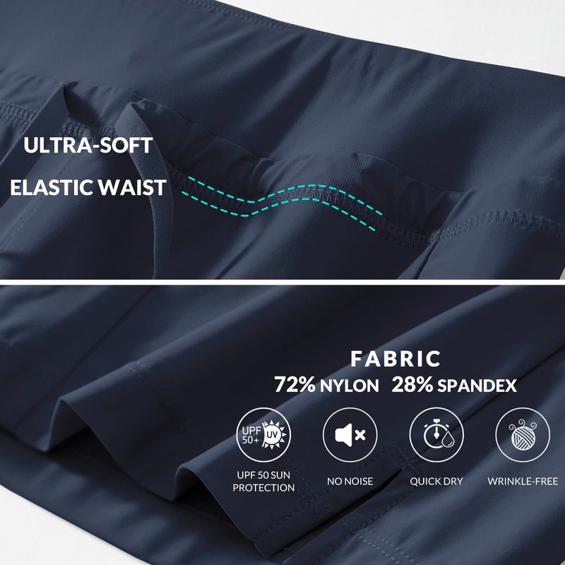 baleaf Women's Hiking Long Shorts 9" Quick Dry Hiking Bermuda Cargo for Curvy Lightweight Knee Length Shorts Pockets Navy Blue Size S