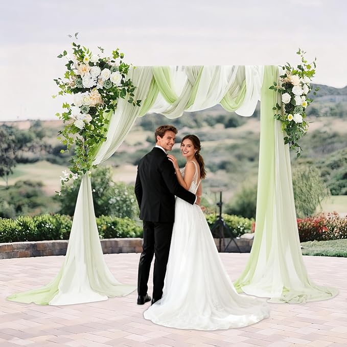 Artificial Wedding Arch Flowers Kit (Pack of 5),2pcs Artificial Hanging Flower Arch Decor,for Wedding Ceremony Arbor Reception Backdrop Rose Floral Party Outdoor Decoration Green