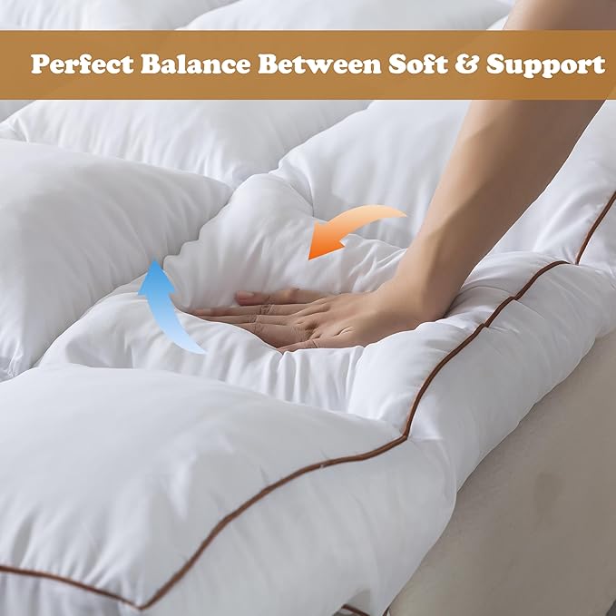 WhatsBedding 3 Inch Memory Foam Mattress Topper Queen Size for Back Pain, 1700GSM Fluffy Shredded Memory Foam Filled Pillow Top, Extra Soft Bed Topper, Thicked Down Alternative-Lined, 60x80in
