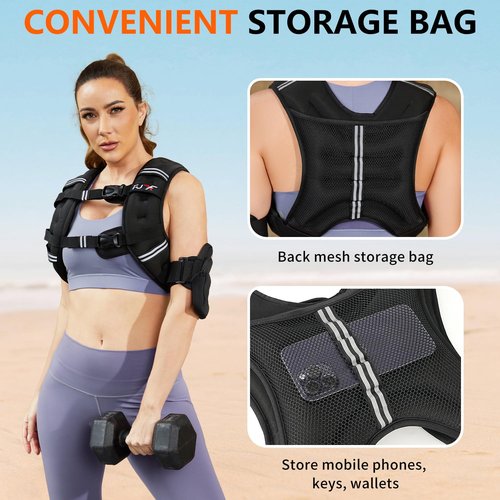 FUFF Weighted vest woman - 5lb Weights with Reflective Stripe, Weighted Vest for Men Women Strength Training Running Walking Jogging