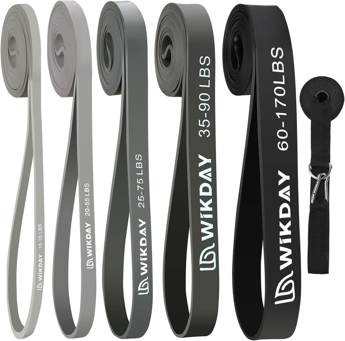 WIKDAY Resistance Bands, Pull Up Bands, Workout Bands for Exercise, Thick Heavy Resistance Band Set with Door Anchor, Elastic Bands for Body Stretching, Training at Home/Gym for Men & Women