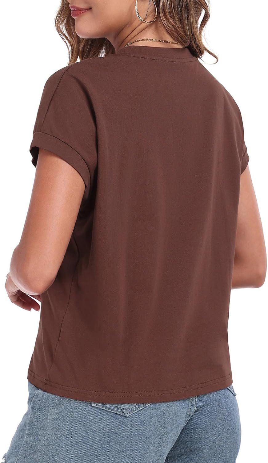 Skiennix Women's Cap Sleeve Cropped Tee - Loose Fit Cotton Crewneck Summer Blouse