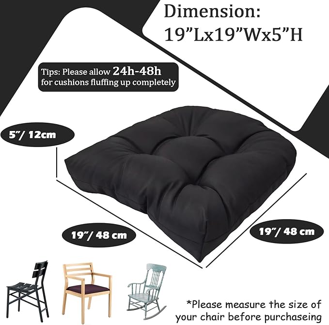 MTMR Water-Repellent Outdoor Patio Chair Cushions Set of 2, 19'X19' Thick Seat Cushions with High Elasticity PP Cotton, Tufted Design for Outdoor Furniture