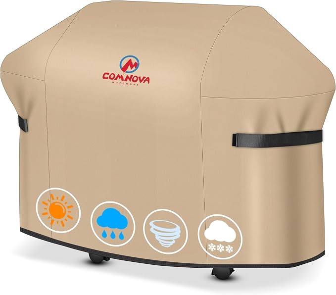 Comnova Grill Cover 55 Inch - 600D BBQ Covers for Outdoor Grill Waterproof and Heavy Duty, 55 Inch Barbecue Gas Grill Cover for Weber, Char-Broil, Nexgrill, Monument, Dyna-glo, Brinkmann and More