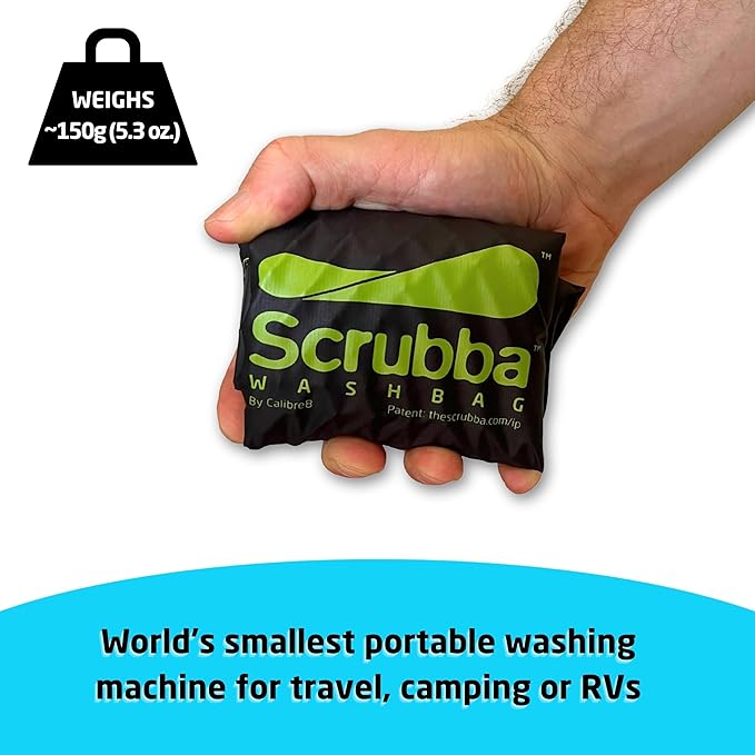Scrubba Wash Bag Portable Washing Machine - Lightweight Manual Washing Machine for Travel, Camping, Laundry, Baby Clothes - Travel Essentials, Gift - use with Laundry Detergent/Sheets - 5.3 oz.