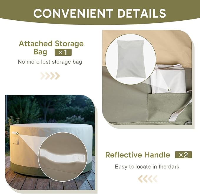 COWVIE Round Patio Dining Set Cover for Outdoor Table and Chairs, 600D Waterproof and UV-Resistant Fabric Patio Furniture Cover with Storage and Air Vent, 120''Dia x 32''H