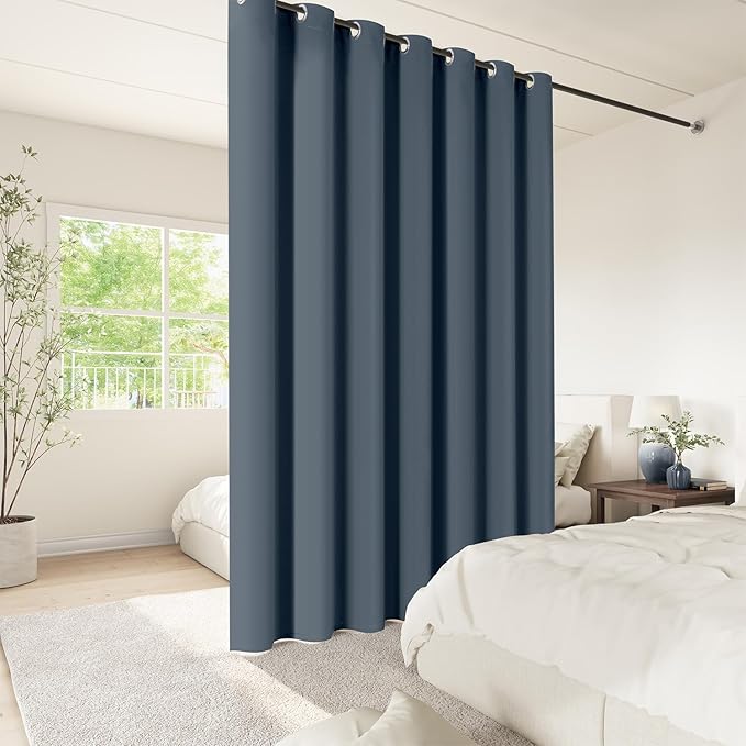ChrisDowa Room Divider Curtain 120 Inches Long, Wide Blackout Sliding Door