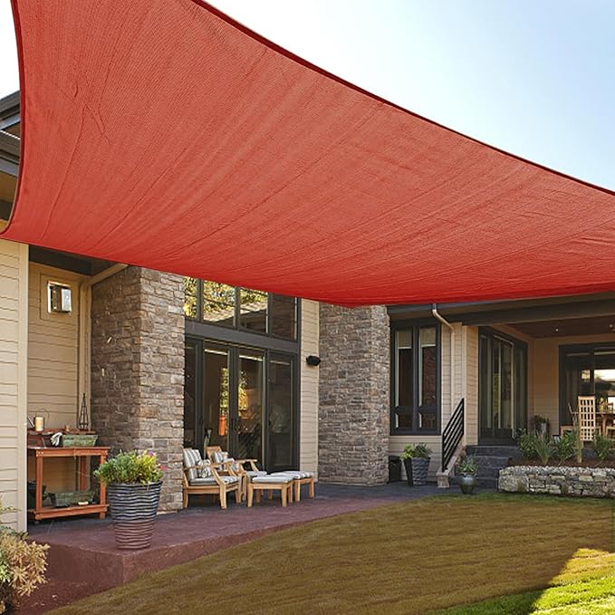 LOVE STORY 20' x 23' Rectangle Terra Red Sun Shade Sail Canopy UV Block for Outdoor Patio Garden Backyard