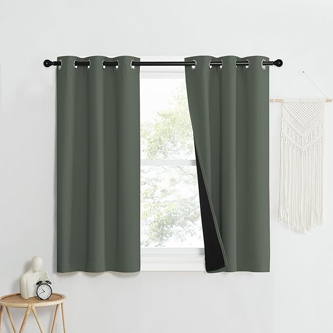 NICETOWN 100% Blackout Curtains 40" Long, Pair of Energy Smart & Noise Blocking