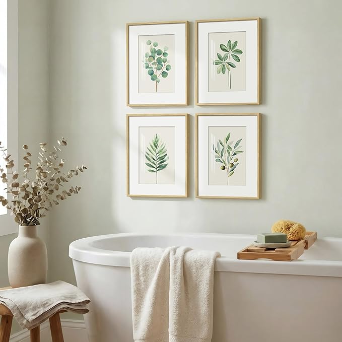 Framed Minimalist Sage Green Botanical Wall Art