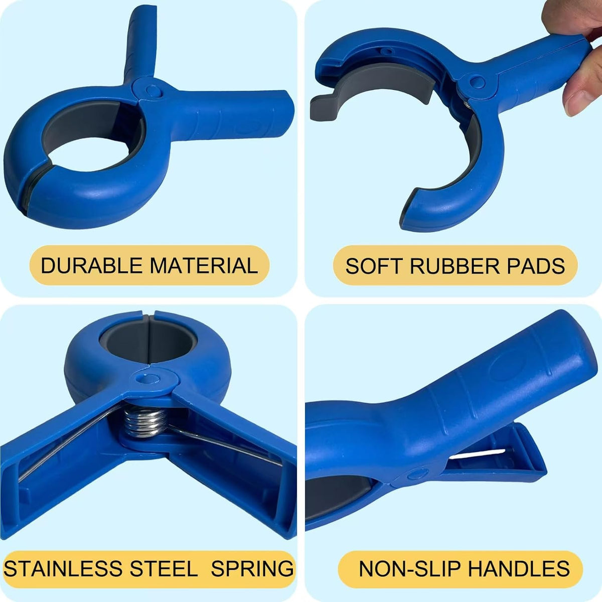 Jumbo Size Beach Towel Clips 8 Pcs, Storage Bag Included, Towel Clamps, Plastic Clothes Pegs Hanging Clamps, Towel Clips for Beach/Pool Cover/Cruise Chairs, Heavy Duty Clothes Pins, Beach Accessories