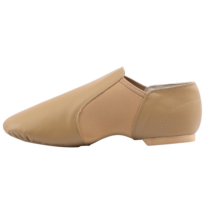 Linodes (Tent Leather Upper Jazz Shoe Slip-on for Women and Men's Dance Shoes Brown 6M