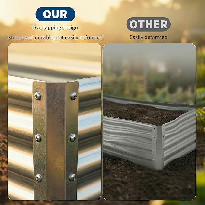 Raised Garden Bed, 6x1.5x1ft(2 Pack) Galvanized Raised Garden Beds Outdoor Planter Boxes Metal Patio Kit Planting Bed for Vegetables Flowers, Suitable for Backyard
