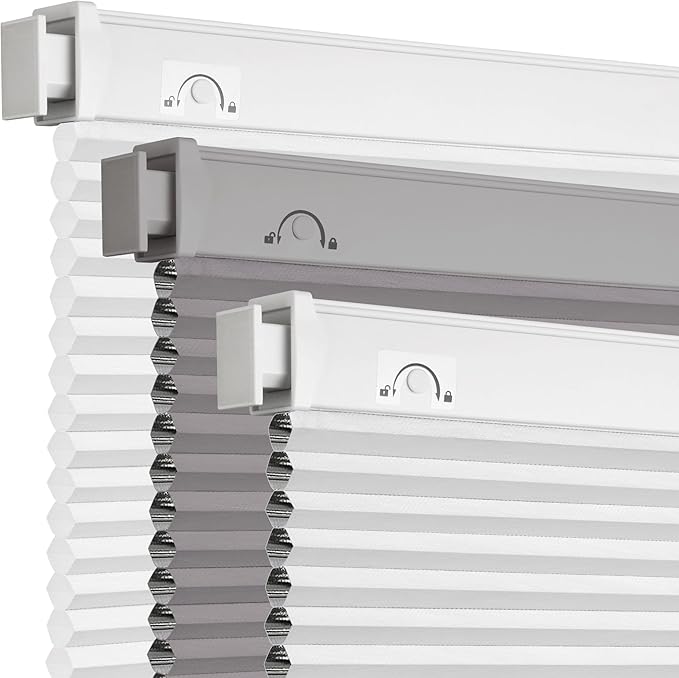 Grandekor No Drill No Tools Cordless Cellular Shades, 26.5" W x 64" H, UV