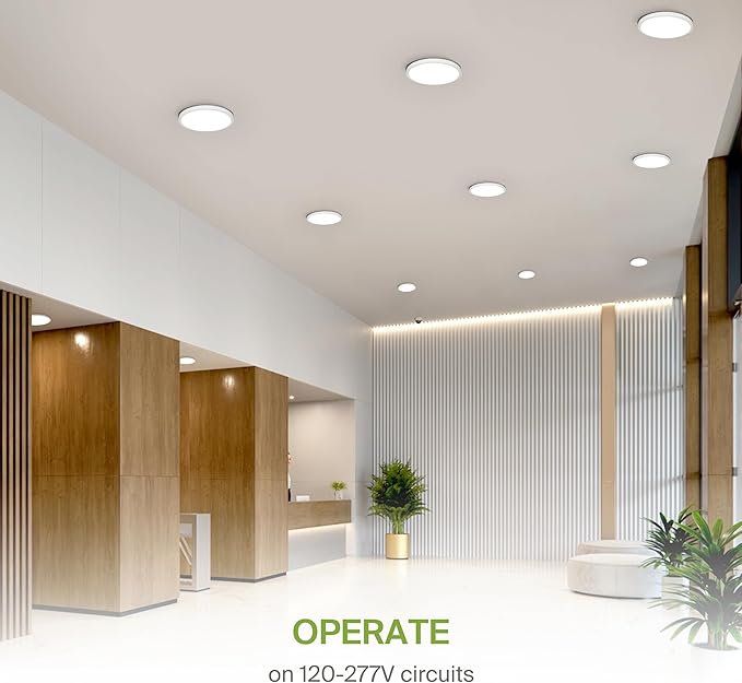 ASD LED 24" Round Flush Mount Ceiling Light Fixture, Low Profile Surface Lighting | 5CCT, Dimmable, Ultra-Thin, ETL Listed | 38W 2700LM 2700-6000K 100-277V | Kitchen, Hallway Lamp | White, 2 Pack