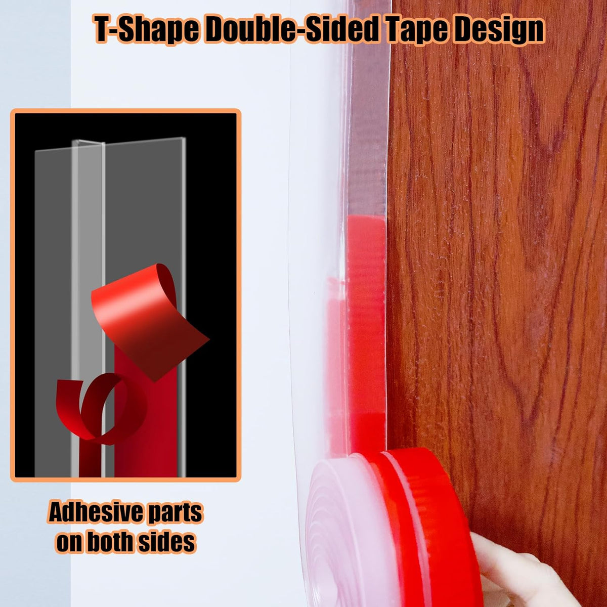 Orghtin T-Shaped Silicone Seal Strip, Clear Door Sealer Weather Stripping, 20Ft Door Draft Stopper