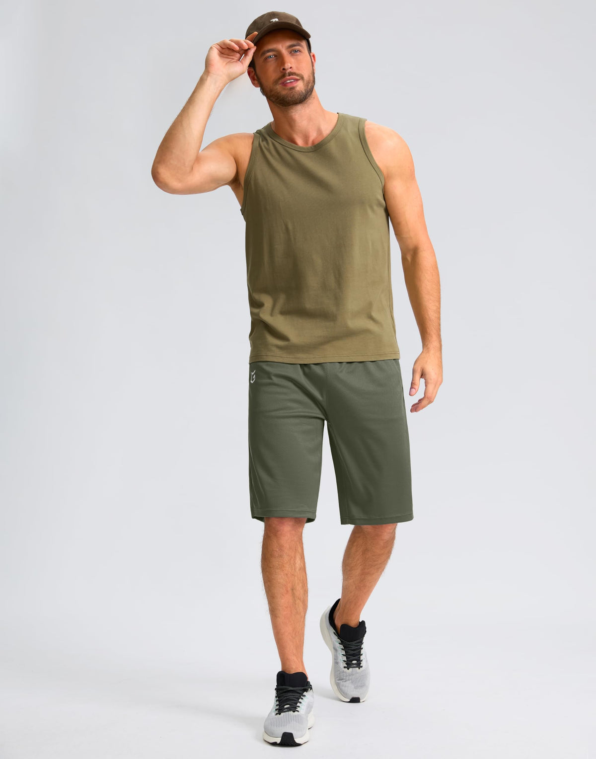 Men's Athletic Shorts with Pockets 9" / 11" Long Basketball Shorts Lightweight Quick Dry Gym Workout Shorts for Men(Sage,M)