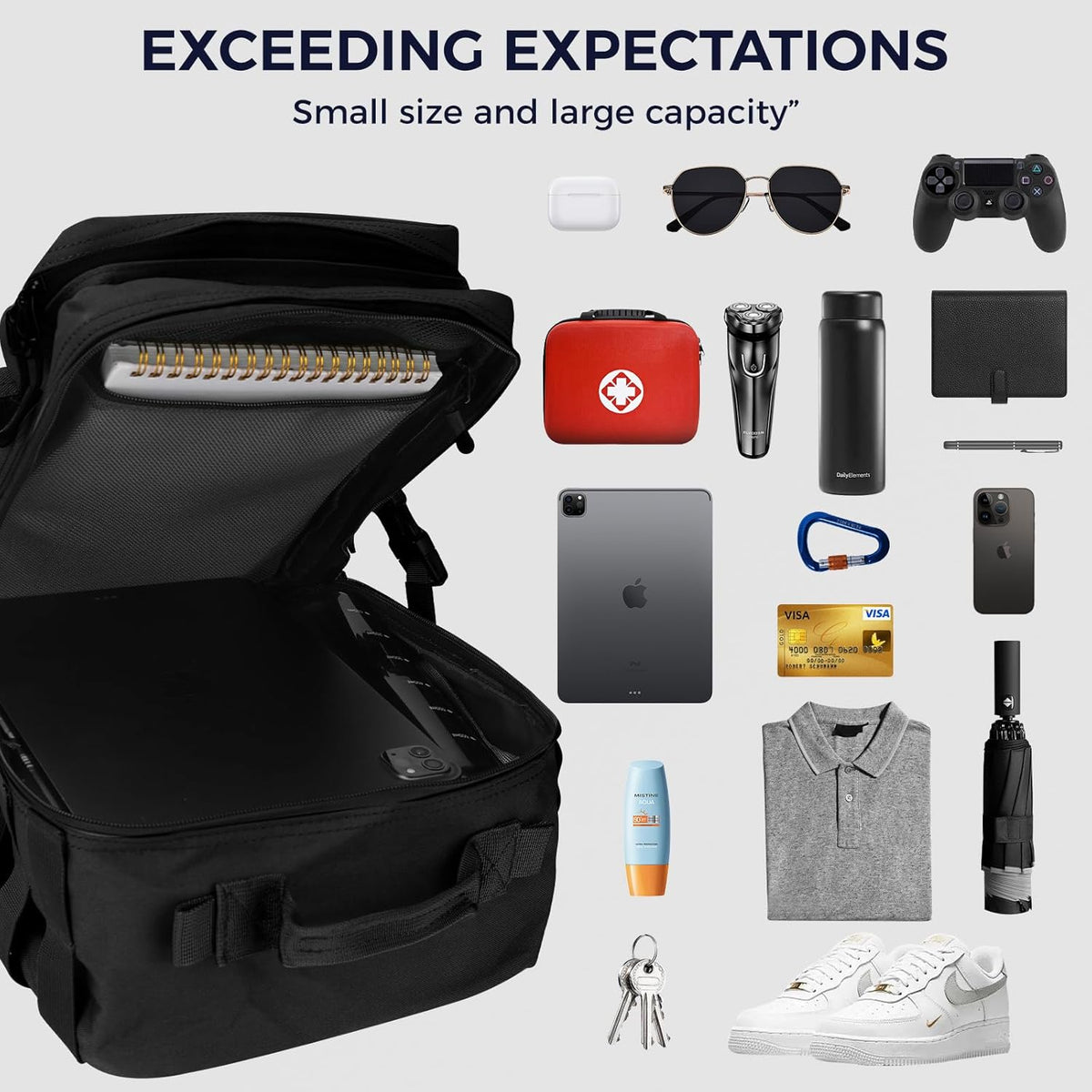 Skiennix 9L Mini Tactical Backpack - Small Military Gym Bag for Men & Women | Black Molle Daypack
