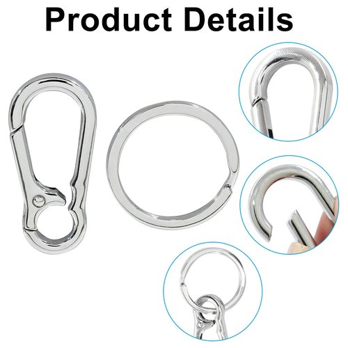 Coufce 5 Pack Silver Mini Carabiner Clip Quick Release Keychain Clip for Dog Leashes, Key Rings, and Flagpole Rope