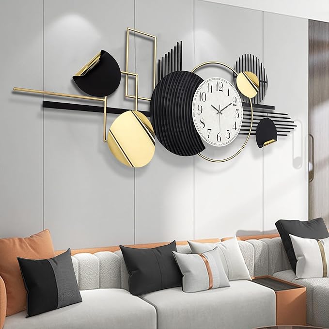 ERMOFAV Metal Wall Art, Abstract Modern Creative Geometric Round Art Decor 56"