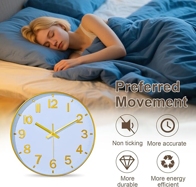 Modern Wall Clock, 10 Inch Digital Wall Clocks Battery Operated, Round Non