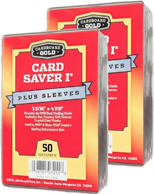 Cardboard Gold Card Saver 1 - 100 Count Semi-Rigid Trading Card Holders | PSA-Approved Protectors for Sports Cards